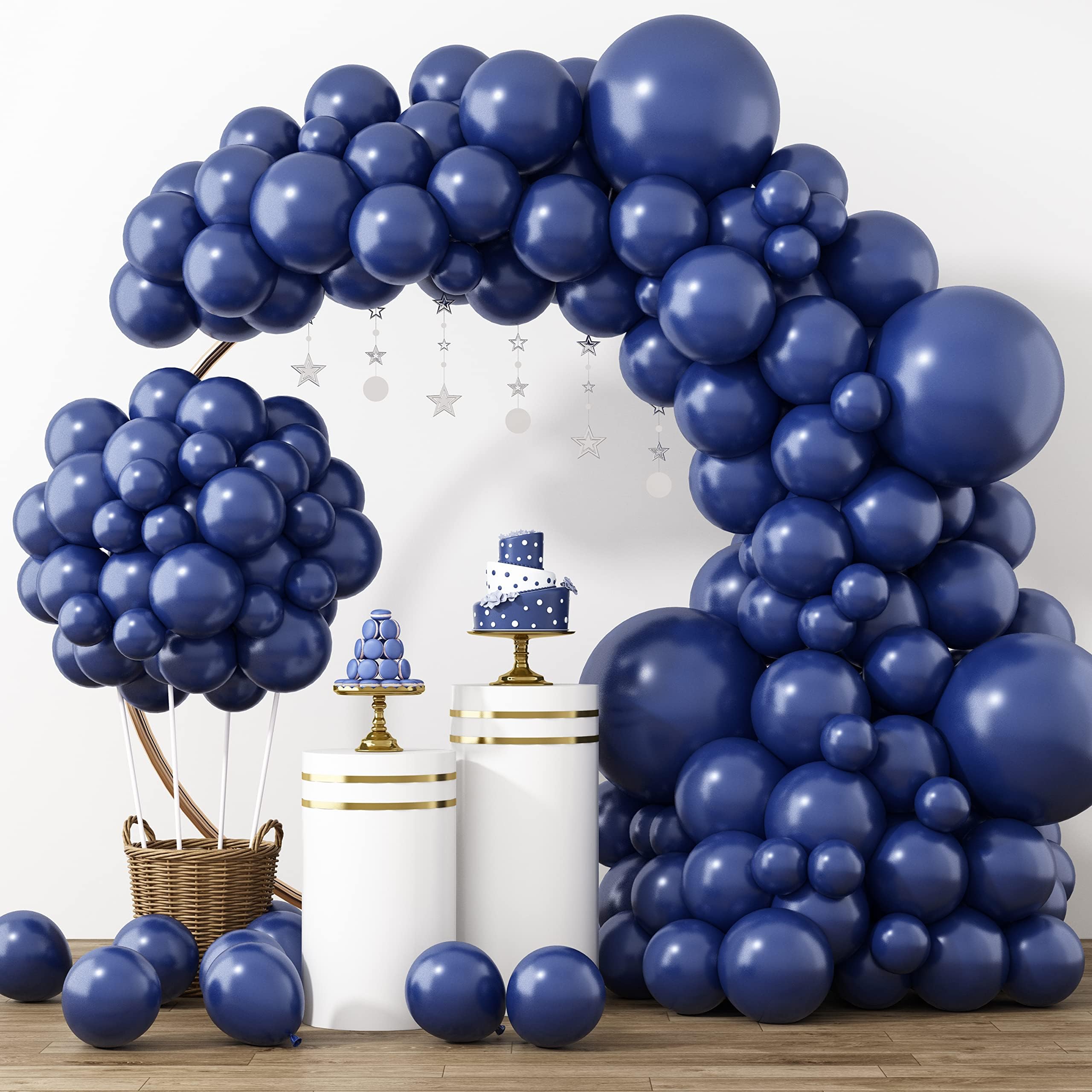 RUBFAC 129pcs Navy Blue Balloons Latex Balloons Assorted Sizes 18 12 10 5 Inch Party Balloon Kit Birthday Party Graduation Baby Shower Wedding Holiday Balloon Decoration