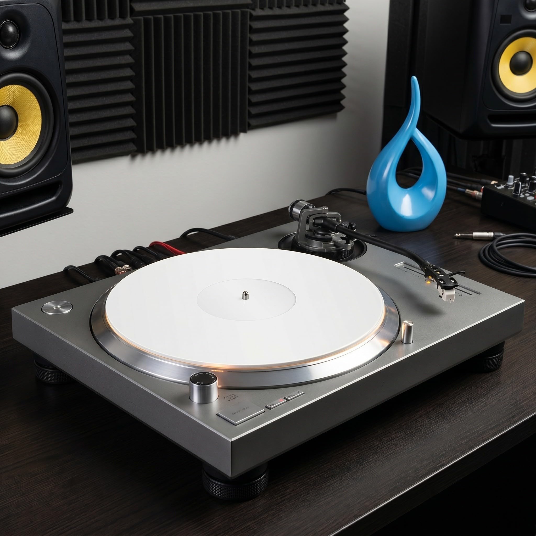 2 Pezzi Tappetino per Giradischi Acrilico Bianco Antistatico e Resistente per Dj e Appassionati di Musica Elettronica
