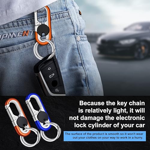 Miniatura 6 de 2 llaveros de coche para hombre, llavero de automóvil personalizado para hombres y mujeres, clips y anillos de metal resistente antipérdida,