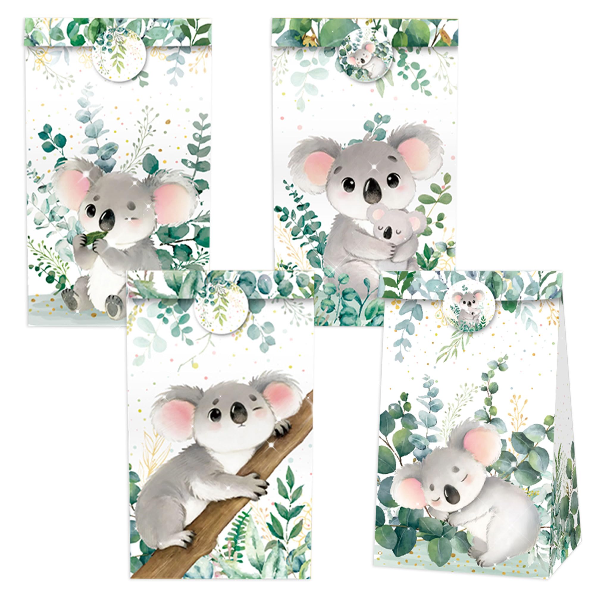 Koala Party Favor Bags Koala Birthday Party Supplies Koala Bear Goodies Treat Bags Jungle Animals Theme Baby Shower Decorations 12 PCS