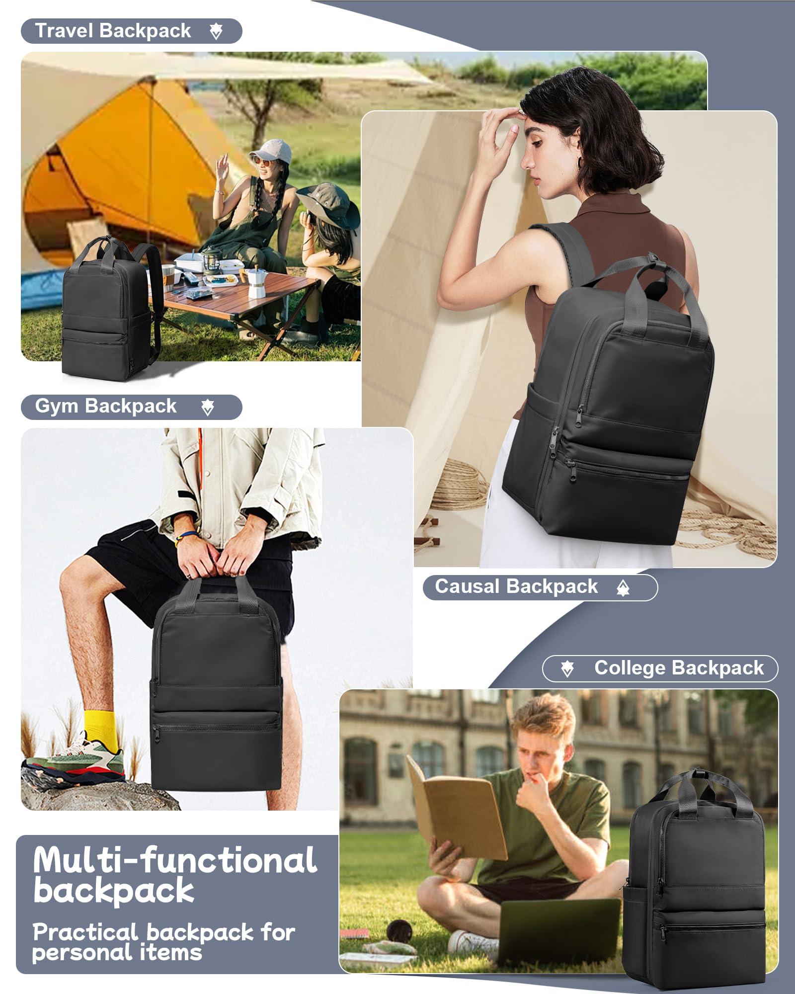 Bergsalz Zaino Nero da Viaggio Donna 40x20x25 Ryanair Bagaglio a Mano Uomo Sportivo Scuola Casual Laptop 14 Pollici