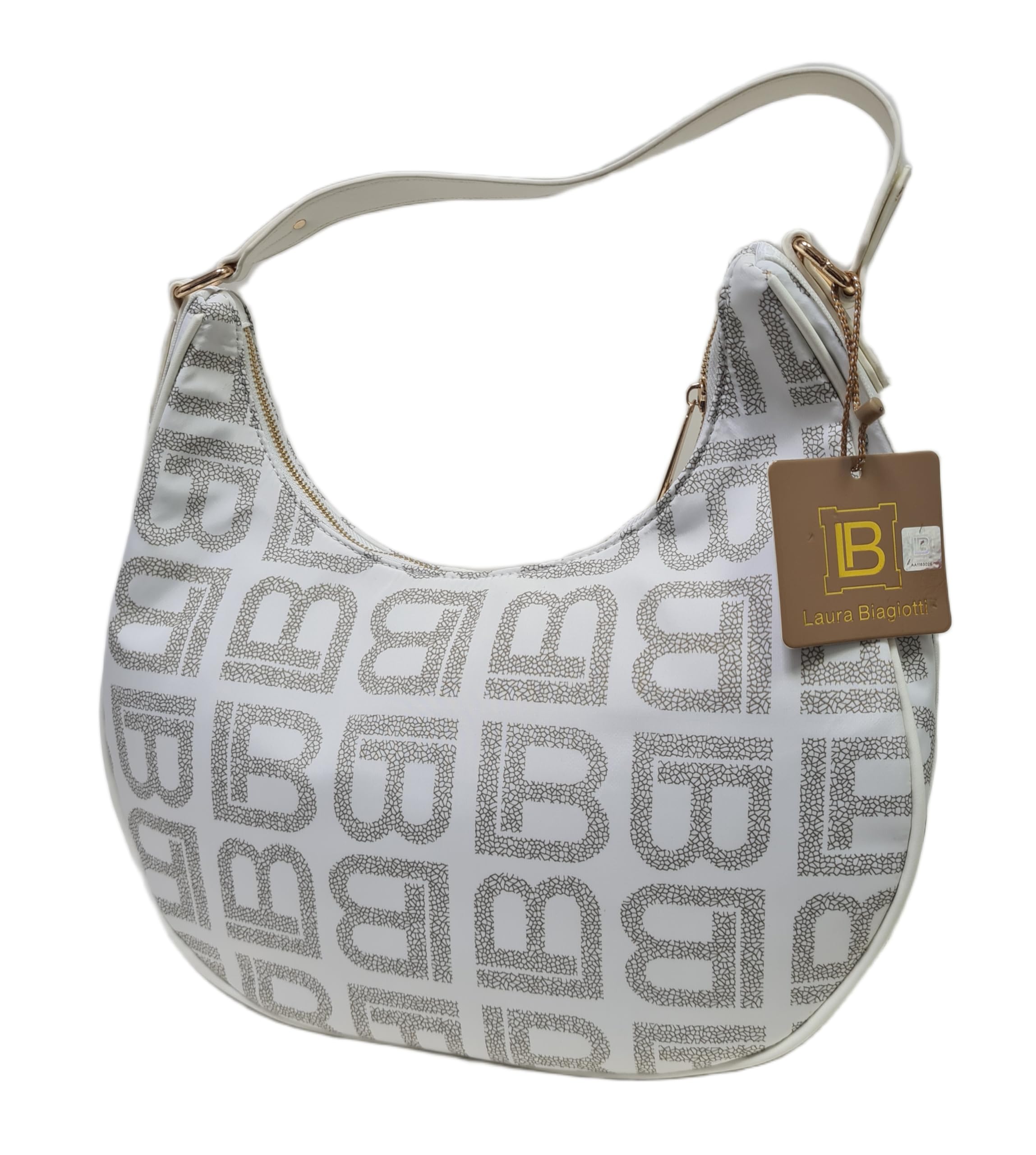 Laura Biagiotti Borsa a Spalla e Tracolla Donna Linea Dimension, Nylon Impermeabile, Logo LB, Riporti in Pelle Sintetica e Nastro Dimensioni 37x36x12 CM Art. LB26S-108-2 | Leggera