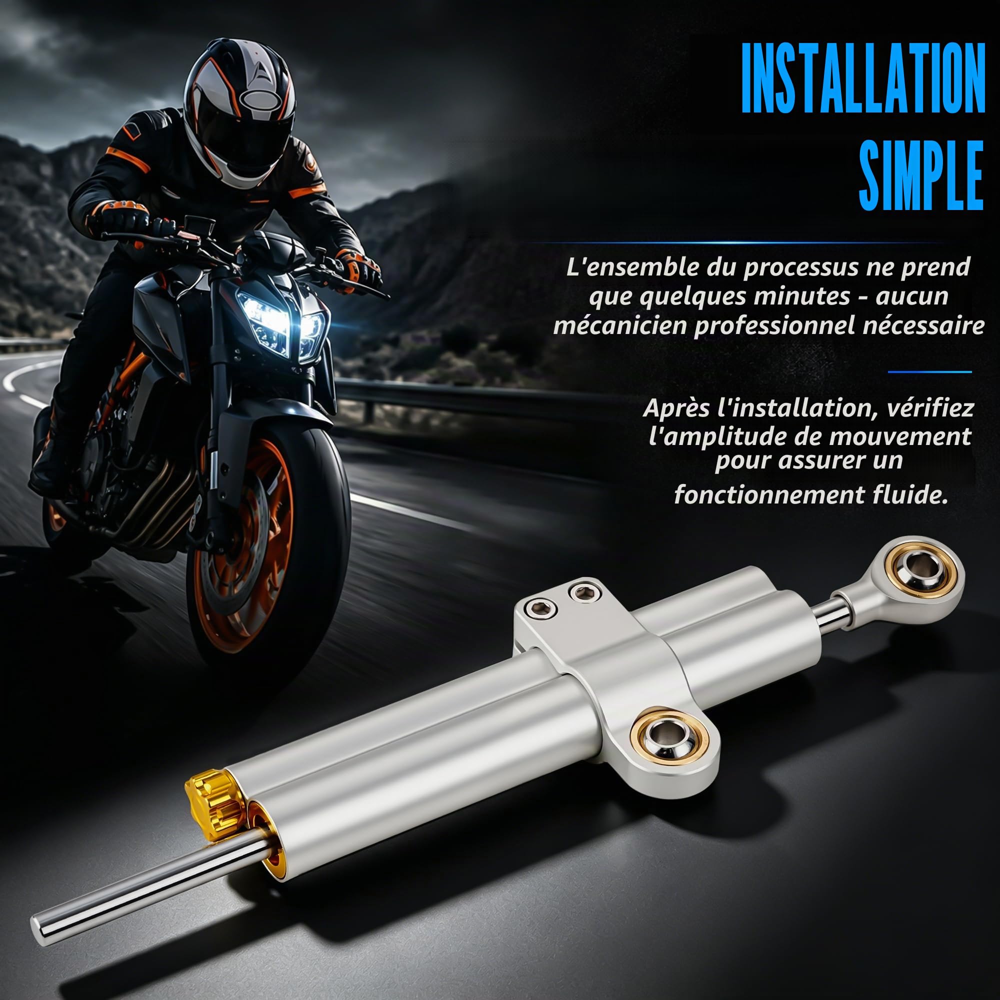 Stabilisateur d'amortisseur de direction de moto Stabilisateurs réglables universels de moto pour ADV R6 Z1000 Z900 R1 6 CBR600 1000 GSX-R1000 ZX-10R R1250GS Scooter