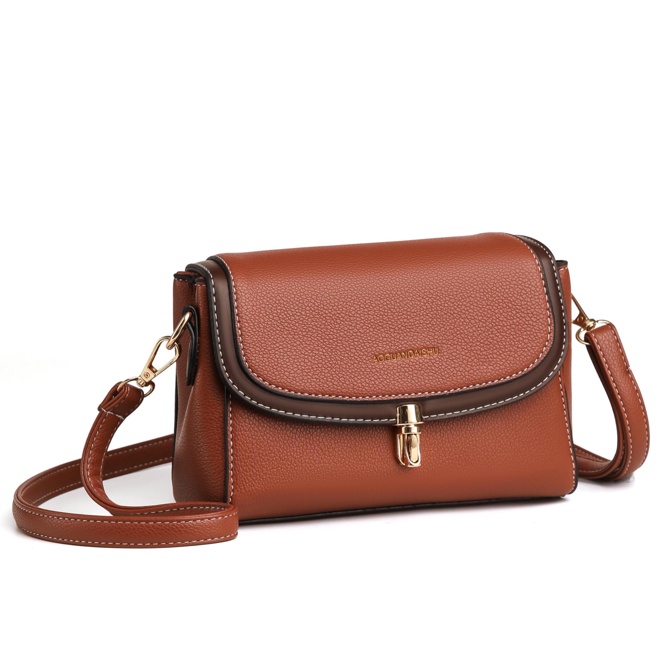 Women’s Structured Sling PU Leather Crossbody Bag with Gold Clasp | Elegant Shoulder Purse for Office & Casual Use-image-13
