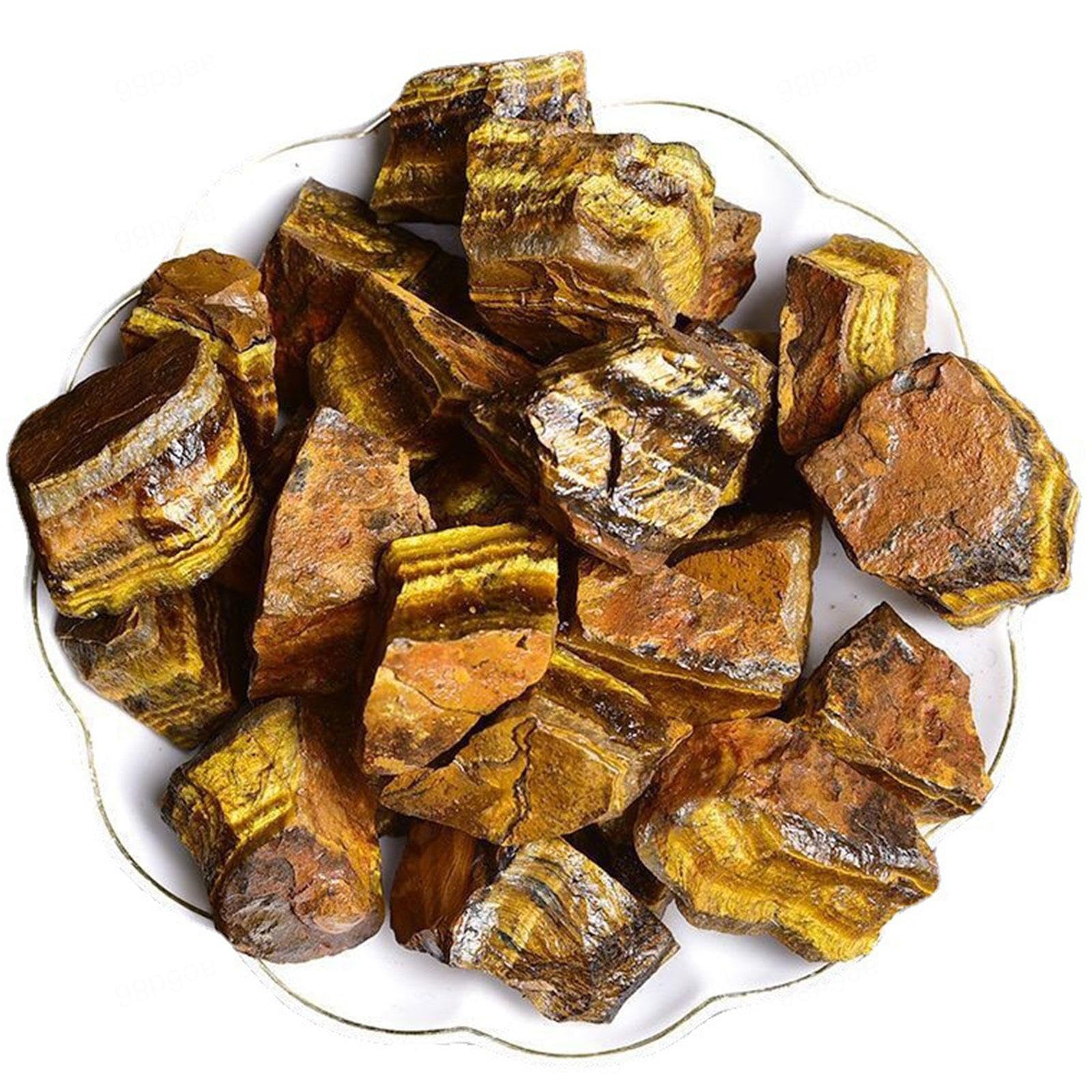 Piedra de Cristal de Ojos de Tigre Natural Sin Procesar de 2.2 Libras - Piedra Preciosa de Ojo de Tigre en Bruto - Rocas Irregulares Sin Pulir para Wicca y Energía Cristal Curativo,2-3cm