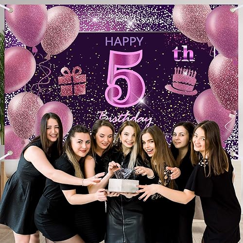 Vista 120 de IMISI Decoraciones de cumpleaños número 19 para niñas, pancarta rosa de feliz cumpleaños para telón de fondo de fiesta