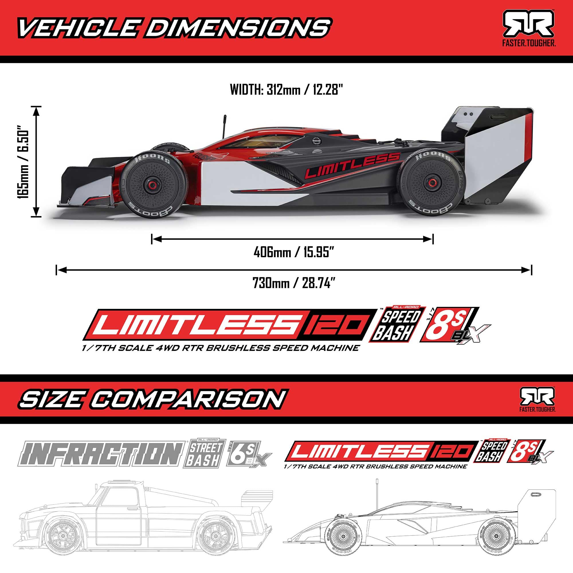 Amazon.com: ARRMA RC Race Car 1/7 Limitless 120 8S BLX Speed