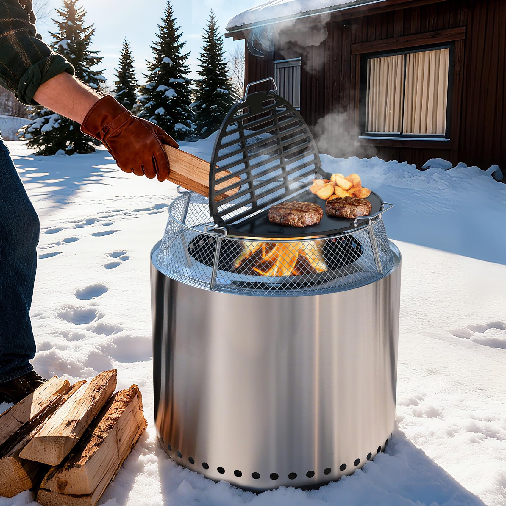 onlyfire Kit de Pare-étincelles en INOX pour Solo Stove Bonfire et Summit 19.5 Pouces 49.5 cm