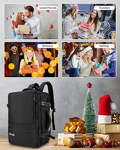 Miniatura 7 de ICroad Mochila de viaje grande, mochila de mano de 40 L para hombres y mujeres, Negro -, Mochila de viaje