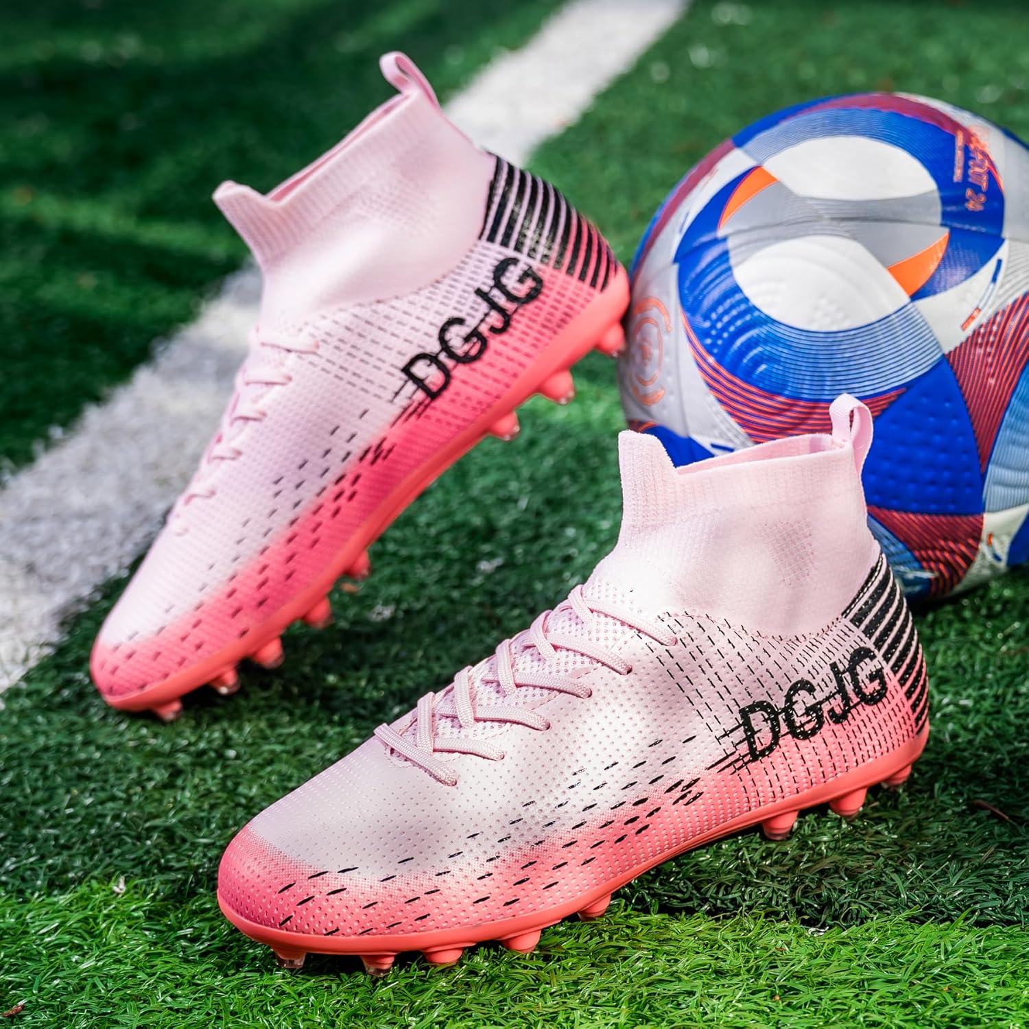 Youth Soccer Cleats Mens Training Football Cleats Lightweight Womens High-top Soccer Shoes AG, Tacos de Futbol para Hombre - Image 2