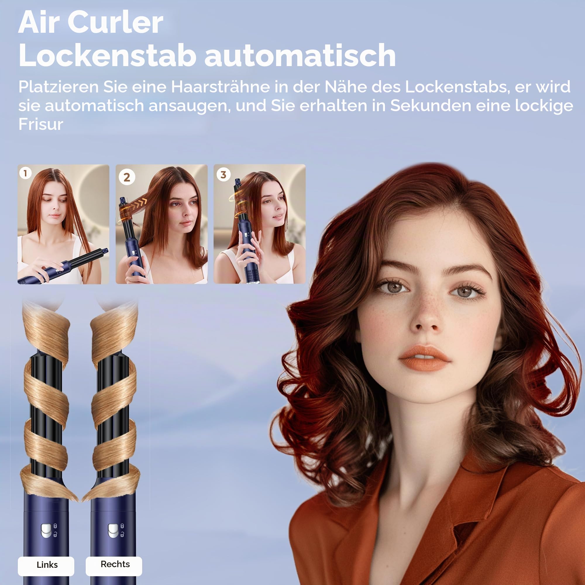 UKLISS 6 in 1 Hairstyler & Haartrockner, Haarstyler Set mit Warmluft Lockenstab