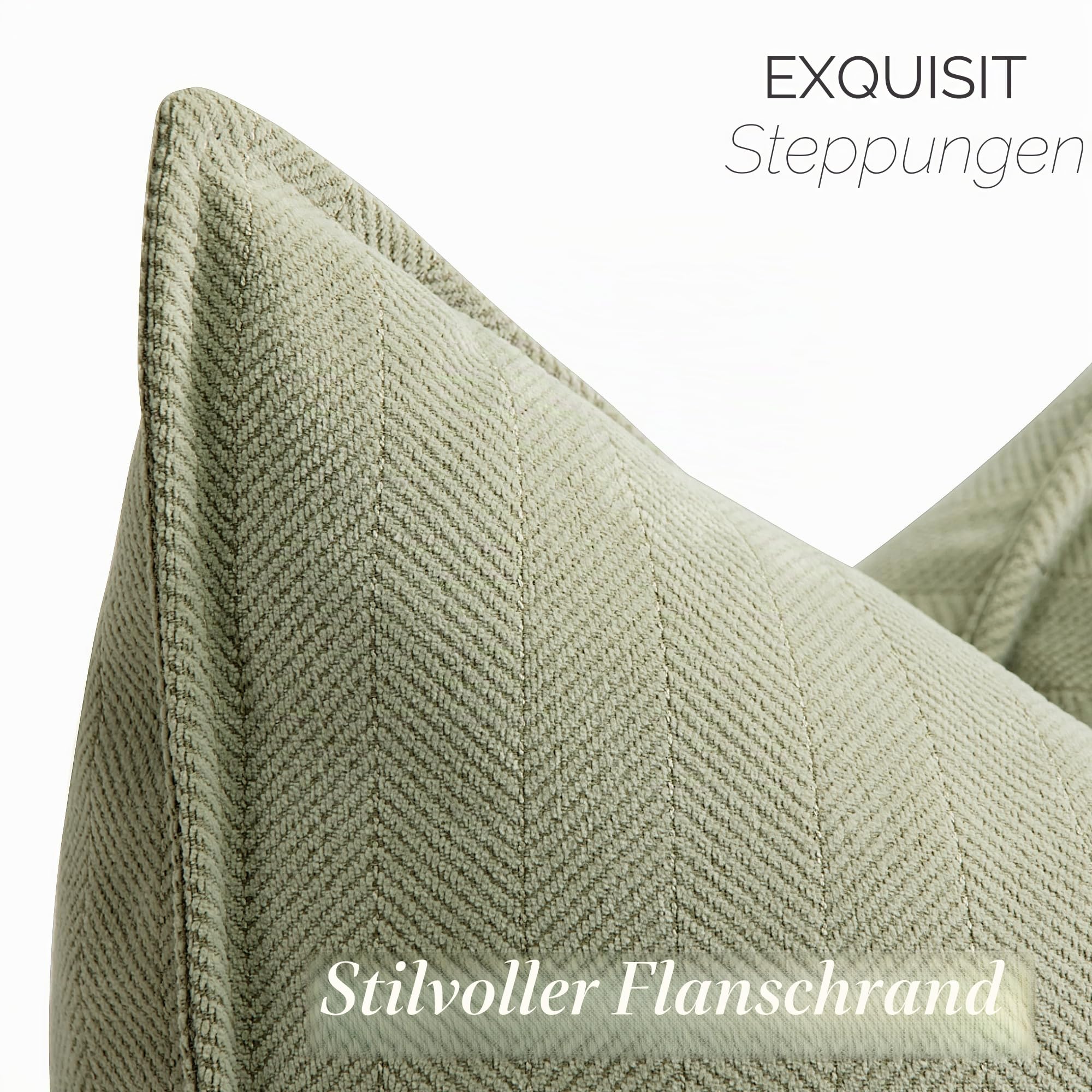 ZWJD Salbei Grün Kissenbezug 50x50 2er Set Chenille Kissenbezüge Sofakissen Kissenhüllen mit elegantem Design, weiche und luxuriöse dekorative Dekokissen für Couch, Bett und Heimdekoration