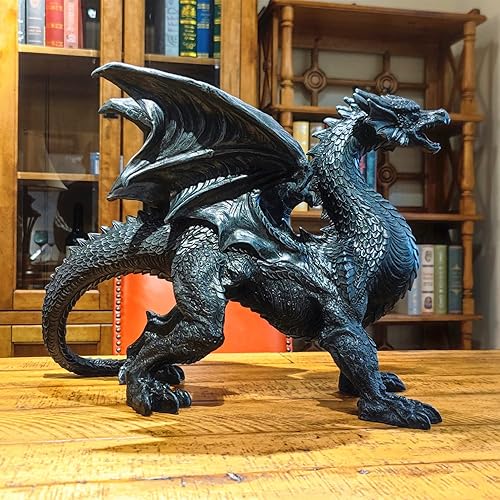 Miniatura 4 de Estatua de dragón alado gótico medieval gótico medieval de gran tamaño, estatua de dragón alado, decoración de fantasía, decoración de mesa de