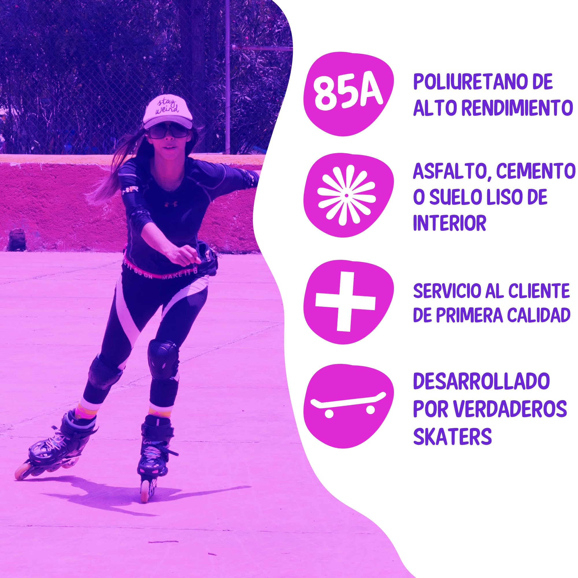 Ruedas para patines en línea 80 mm 85A 4 piezas