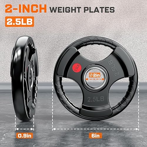 Miniatura 3 de XDDIAS Placas de peso de goma para barra, placa de agarre olímpico de 2 pulgadas para entrenamiento de fuerza, levantamiento de pesas y culturismo