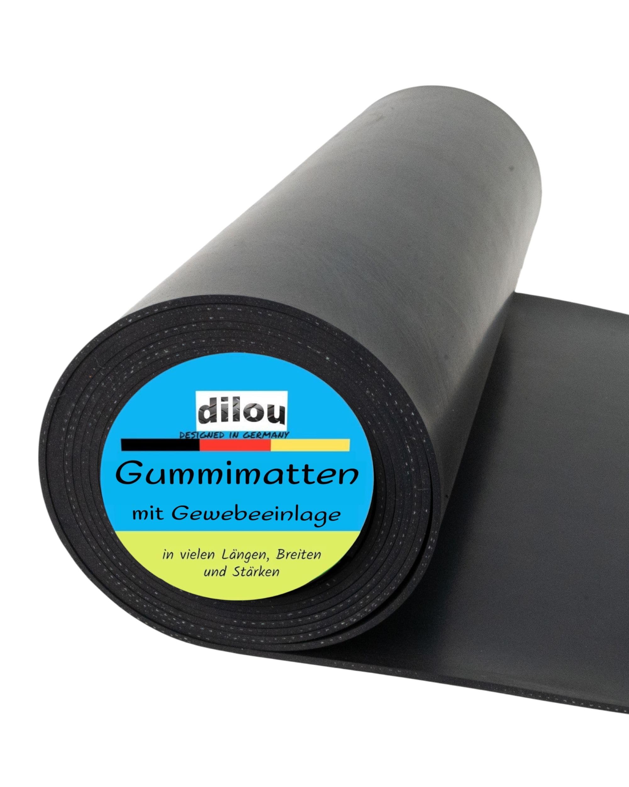 Gummistreifen 300mm breit 3mm dick 1 bis 10m lang mit Gewebeeinlage Gummimatte Bodenbelag Vollgummi Hartgummi (5000x300x3mm)