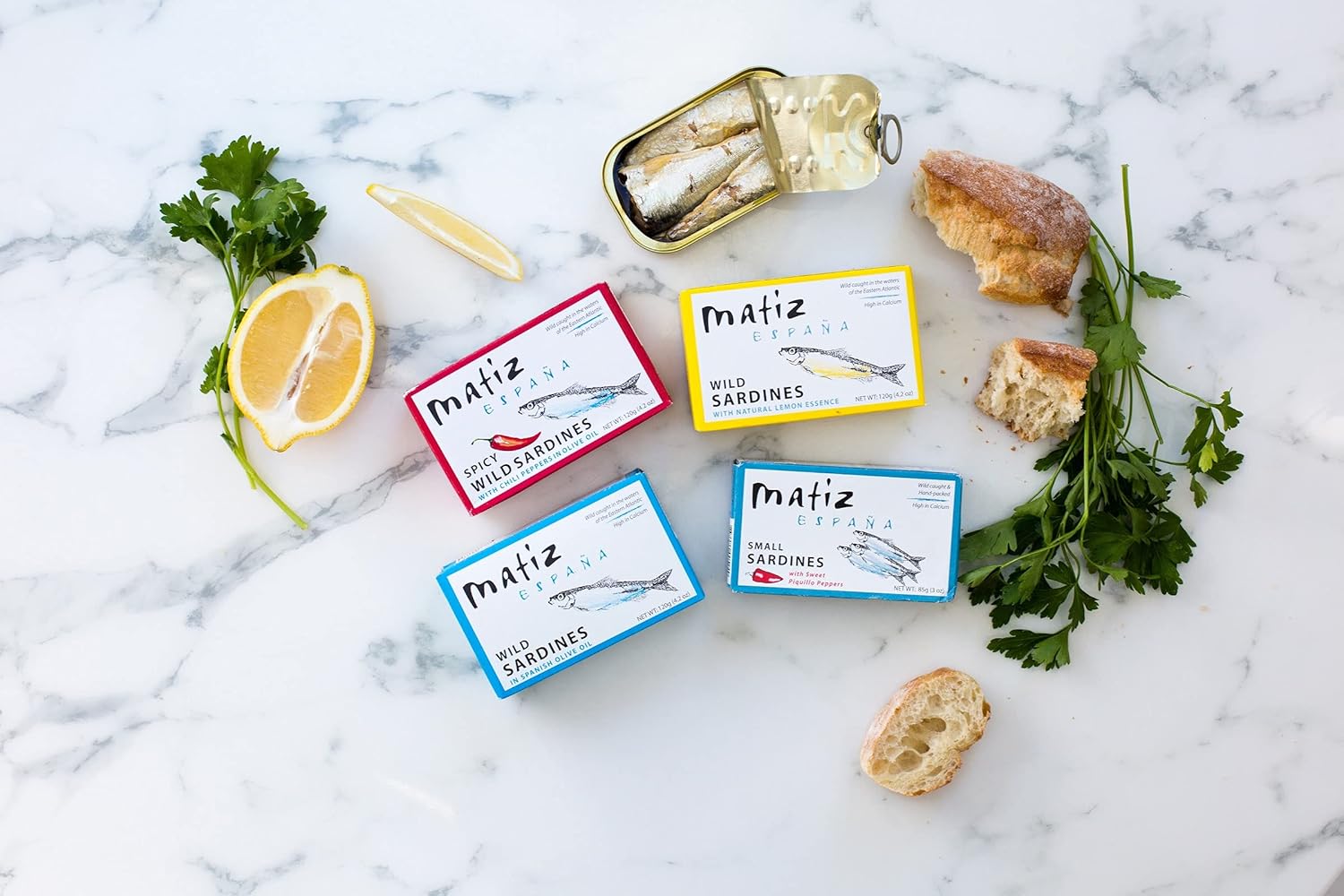 Matiz España Wild Caught Sardines with Natural Lemon Essence (4.2 oz.) Keto and Paleo Friendly (4.2 Ounce (Pack of 5))