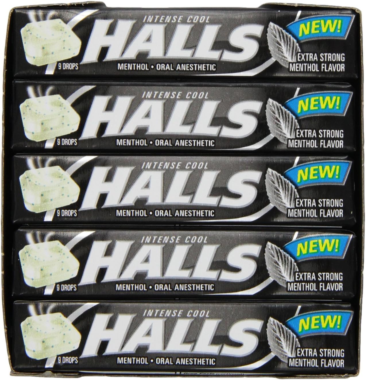 HALLS Relief Max Strength Extra Strong Menthol Throat Drops, 20 Packs of 9 Drops (180 Total)