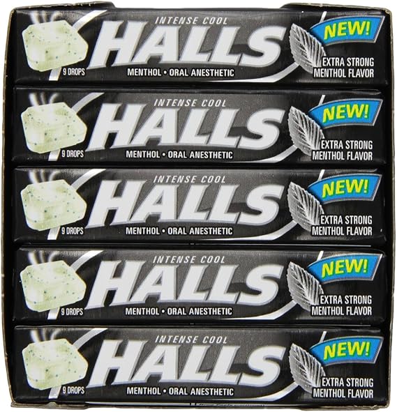 HALLS Relief Max Strength Extra Strong Menthol Throat Drops, 20 Packs of 9 Drops (180 Total Drops)