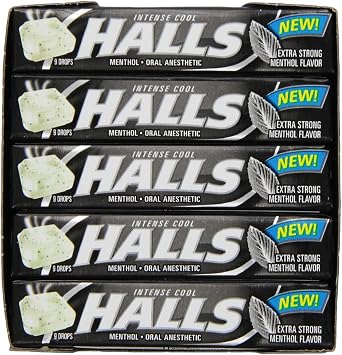 HALLS Relief Max Strength Extra Strong Menthol Throat Drops, 20 Packs of 9 Drops (180 Total Drops)