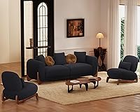 Vista 34 de Morden Fort Juego de Sofá Cloud de 2 Piezas, Juego de Sofá Moderno Sherpa Boucle con Patas de Madera, Sofás Cómodos Tapizados Minimalistas Amigables