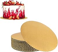 Vista 1 de YunKo Tableros dorados para tartas redondos de 12 pulgadas, de cartón desechable, suministros de decoración para base de tartas, para bases de mesa