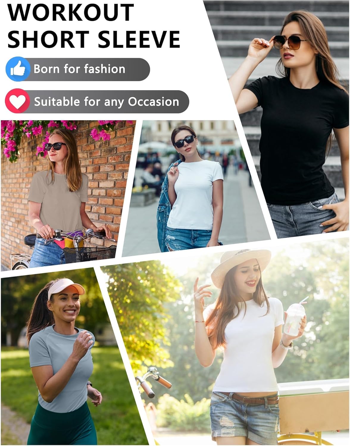 Dalavch 4 Pack Women's Workout Shirts Compression Short Sleeve Crew Neck Running Yoga Gym Athletic Fitted Crop T-Shirts Top - Image 7