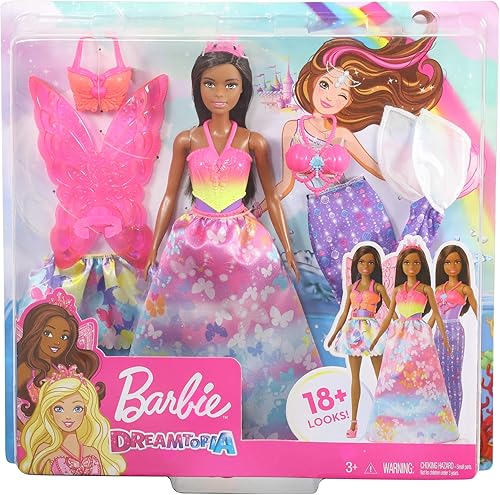 Miniatura 6 de Barbie Dreamtopia Dress Up Doll Set de regalo, aprox. 12 pulgadas, morena con 3 modas