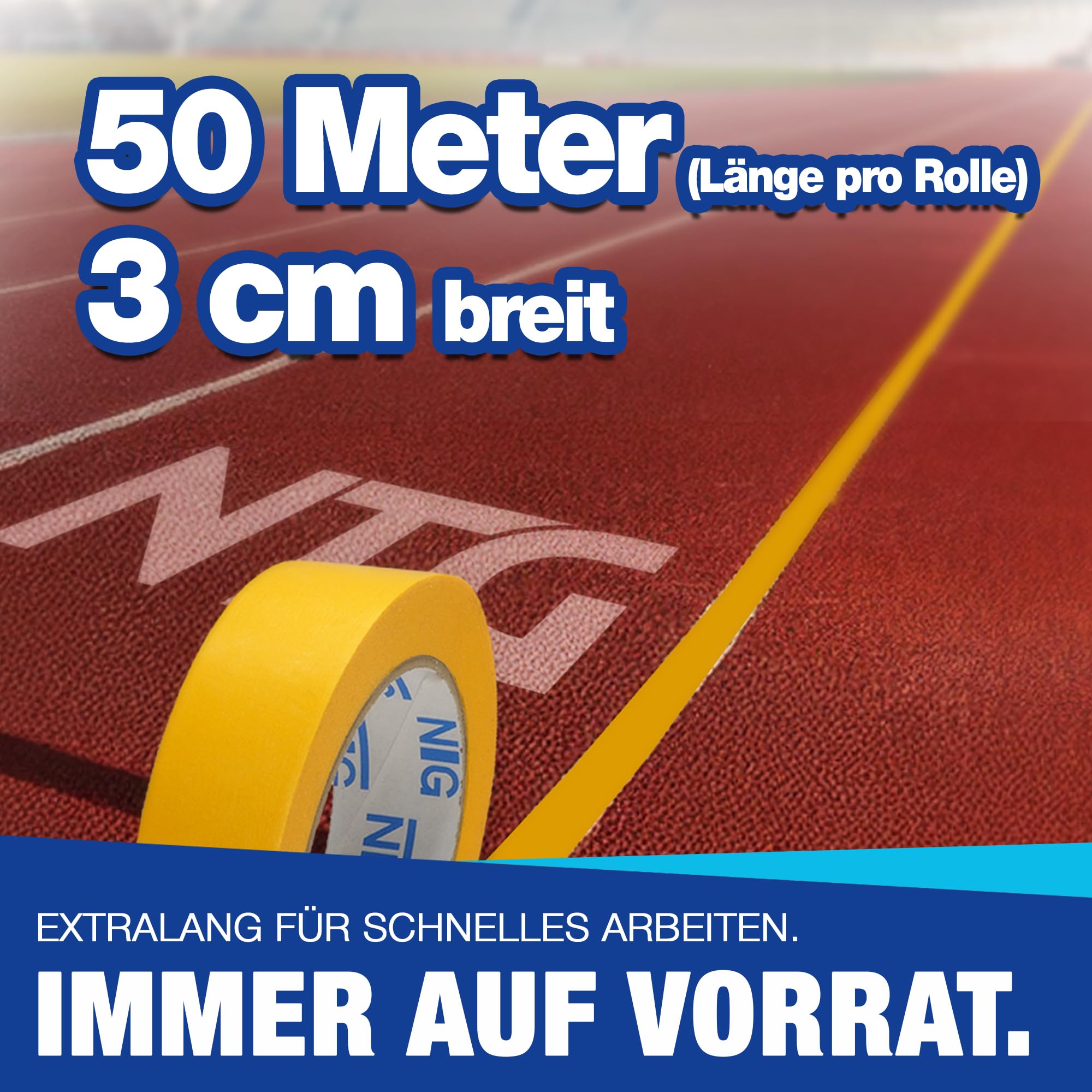 NTG Premium Goldband 50 Rollen 30mm x 50m = 2500m - Malerband Kreppband | Abklebeband - Washi Tape - extra starkes Abdeckband für perfekte Kanten beim Streichen und Lackieren