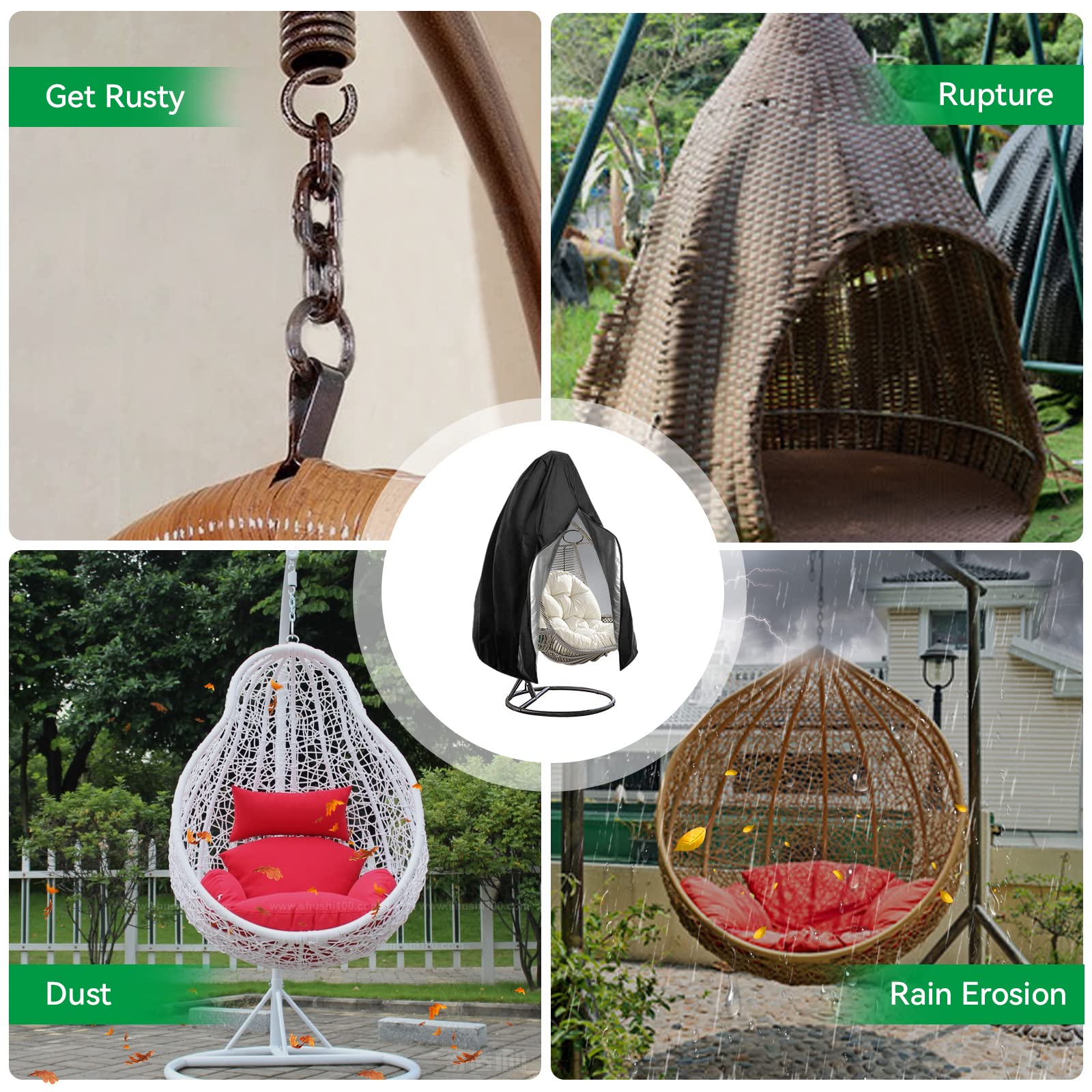 Hängesessel Schutzhülle, Regenabdeckung Abdeckung für Hängesessel Schwingsessel, 210D Oxford Gewebe Hängekorb Wasserdicht UV-beständig, für Schutz des Outdoor Swing Garten Möbel 190x115cm