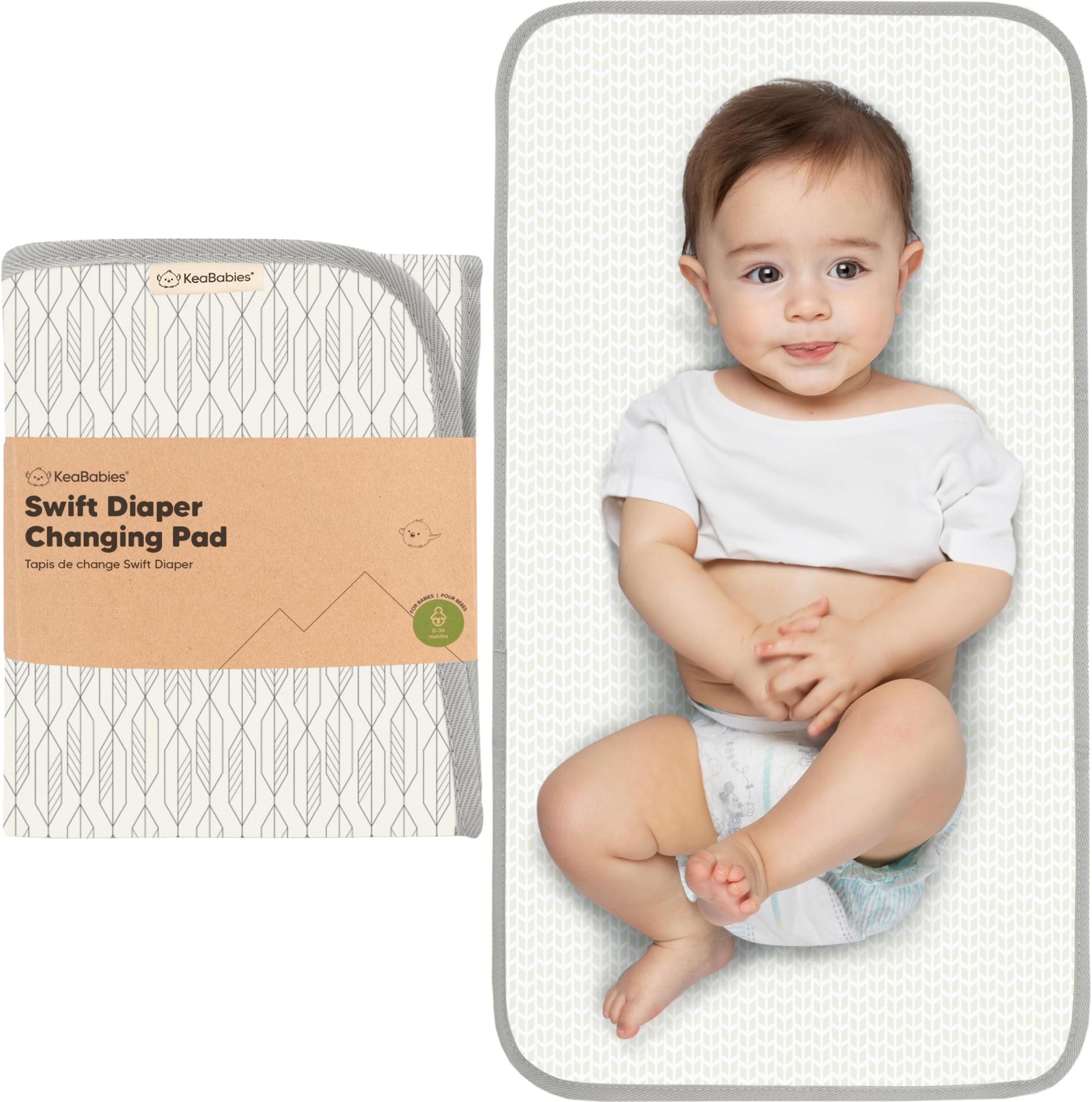 KeaBabies Portable Diaper Changing Pad, Easy Wipe Clean - Foldable Waterproof Baby Changing Mat for Diaper Bag, Compact, Lightweight, 25x13 Newborn, Infant, Baby Changer Travel Essential (Prism)