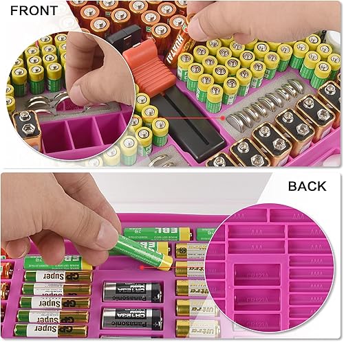 Miniatura 4 de Organizador de baterías con doble cara, caja de garaje con comprobador. Contenedor de baterías para 269 piezas AA AAA AAAA 3A 4A 9V C D Lithium