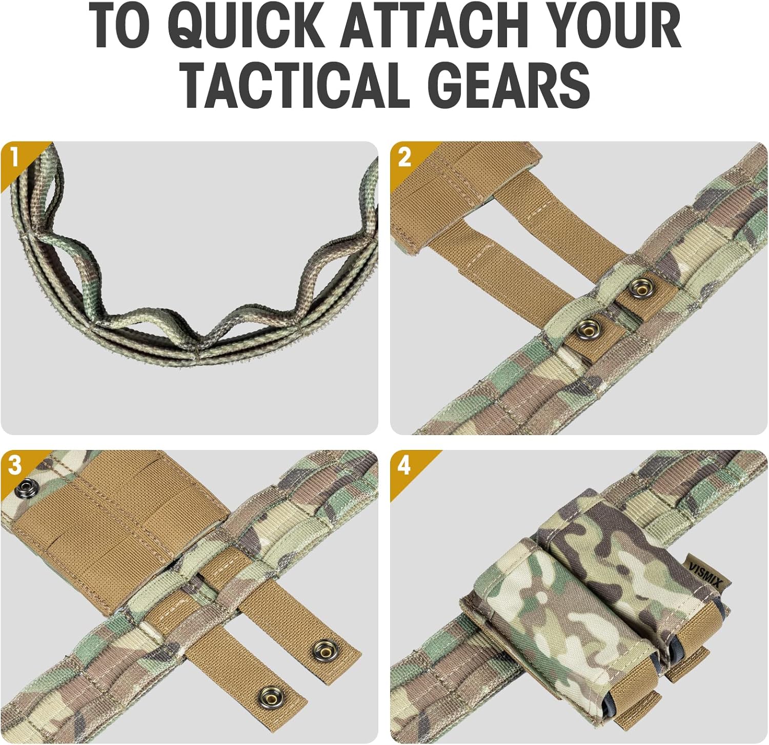 VISMIX Tactical Belt, Quick Release 1.75" MOLLE Battle Belt with Inner Belt and Anti-Slip Pad- Heavy Duty Battle Belts - Image 5