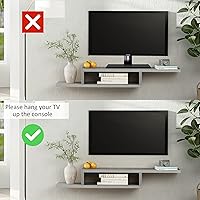 Vista 5 de HOMCOM Consola multimedia montada en la pared, estante de componentes de soporte flotante, unidad de centro de entretenimiento, gris