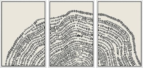 Miniatura 25 de SIGNLEADER Lienzo enmarcado para pared, juego de arte de collage de polígonos retro marrón tostado, ilustraciones con formas abstractas, arte