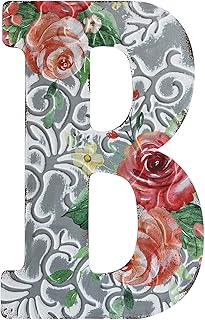 12" Letters for Wall Decor,COLLECTIVE HOME Embossed Metal Numbers with Rose, Rustic Hanging Signs for Wedding Birthday Housewarming Party. (B)