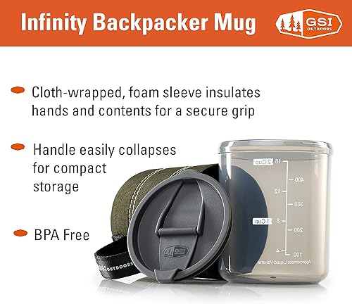 Miniatura 4 de GSI Outdoors Infinity Backpacker Mug - Taza de café ligera sin BPA para viajes, equipo de campamento, mochileros y exteriores - 17 oz.