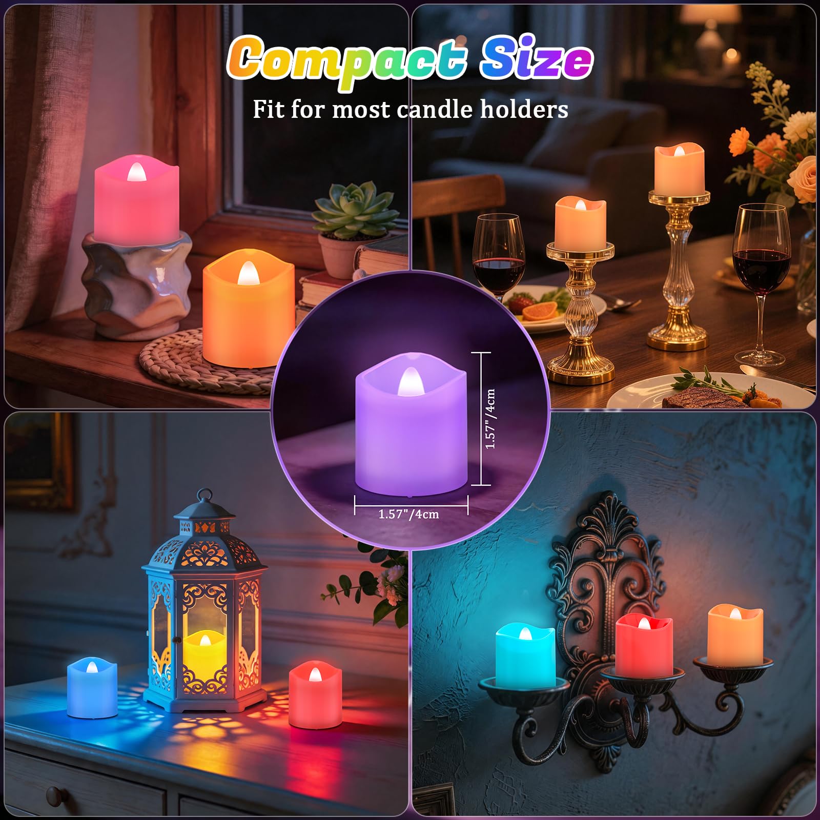 PChero LED Bunte Teelichter Wiederaufladbar mit Ladestation & Fernbedienung | 12er Multicolour Teelichter LED Aufladbar Kerzen Flackernd mit Timer, RGB Farbwechsel, für Halloween Weihnachten Party Deko