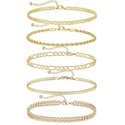 5-Piece 14K Gold Bracelet Set