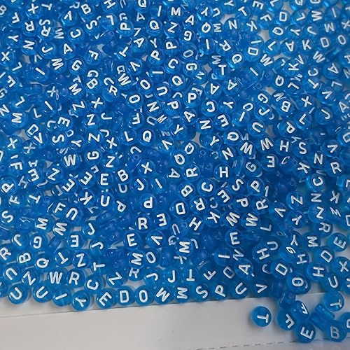Vista 94 de Amaney - 1200 cuentas de letras de la A a la Z de 0.157 x 0.276 in, cuentas redondas blancas del alfabeto acrílico, incluye 100 cuentas de corazón