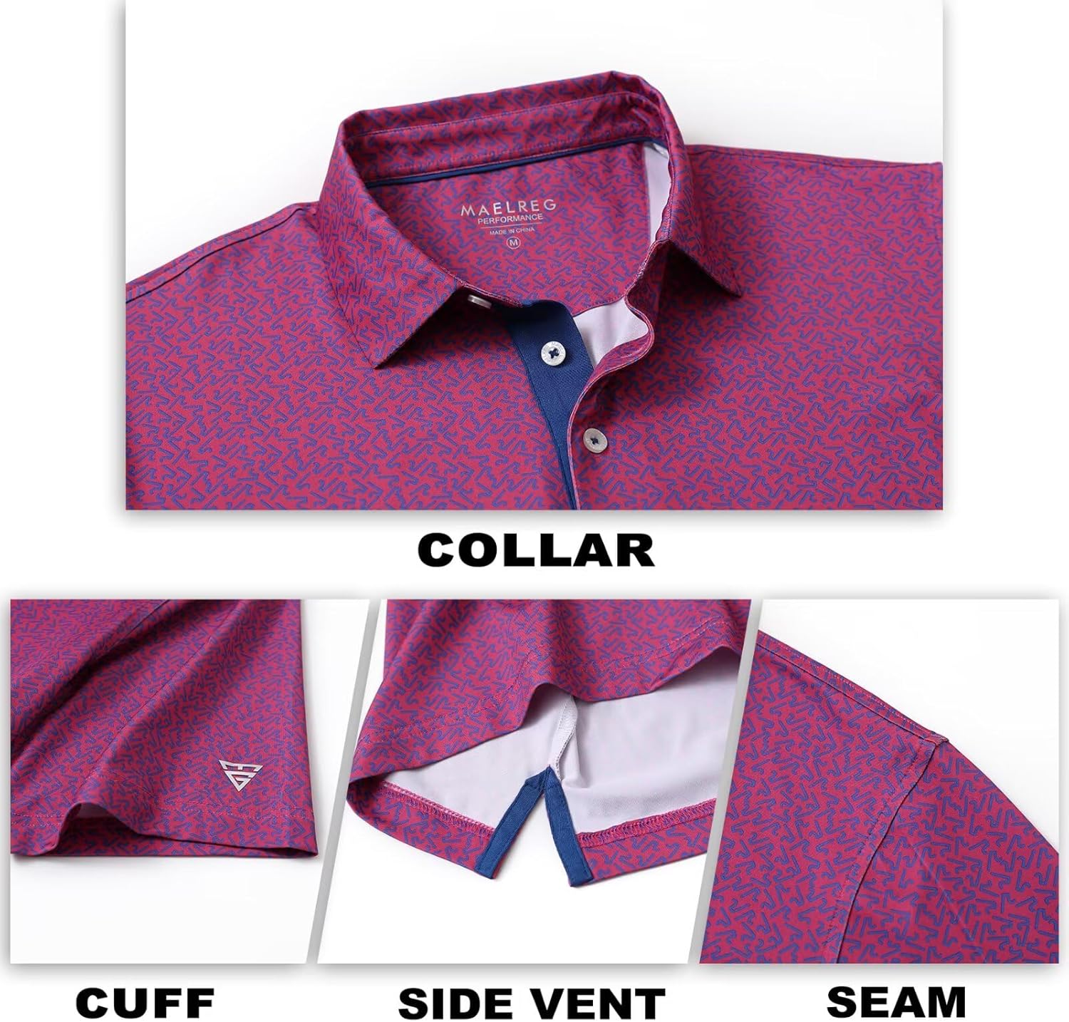 M MAELREG Mens Golf Shirt Short Sleeve Dry Fit Print Moisture Wicking Performance Patterns Collared Polo Shirt - Image 5