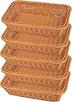 Vista 7 de 3 piezas de cesta de mimbre para pan de 16 pulgadas, cesta de servicio tejida, cesta de servicio de alimentos de mesa para restaurante, panadería