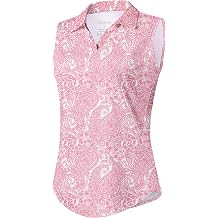 Sleeveless Golf Shirts for Women Collared V Neck Tennis Tank Top Cooling Polo UPF 50+ Quick Dry Lightweight