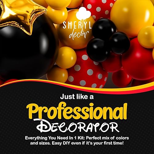 Miniatura 8 de Kit de arco de globos de Mickey todo en 1 con cabezas de ratón y estrellas doradas para decoraciones de cumpleaños de ratón, globos de Mickey para