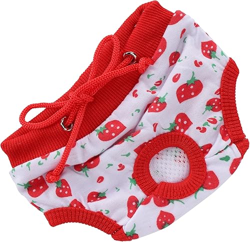 Miniatura 9 de Pañales lavables de cerdo, pañales para cerdo hembra con correa ajustable de apriete para mascotas, pantalones fisiológicos con patrón de fresa,