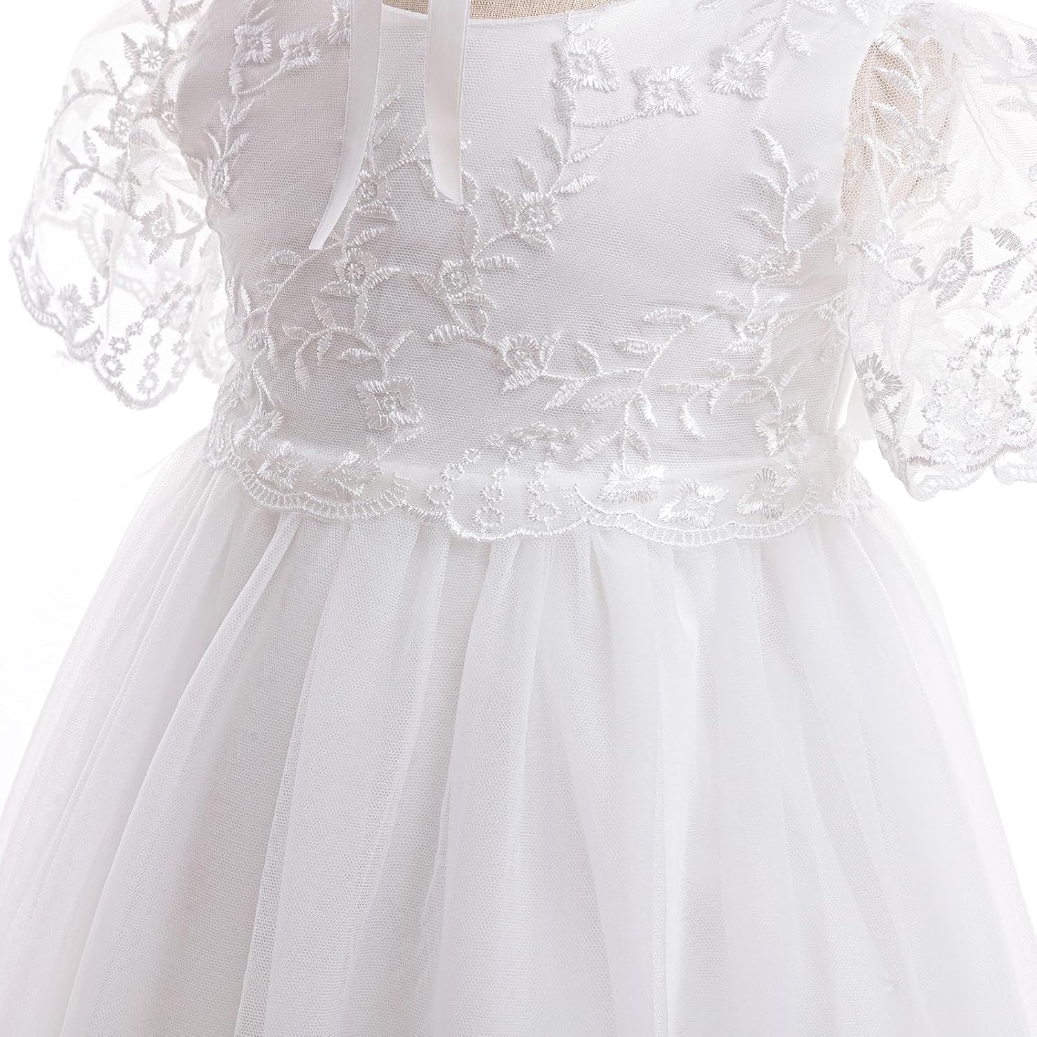 Baby Girls White Christening Dress Lace Toddler Baptism Gown Outfit for Formal Party Infant Wedding Dresses - Image 6