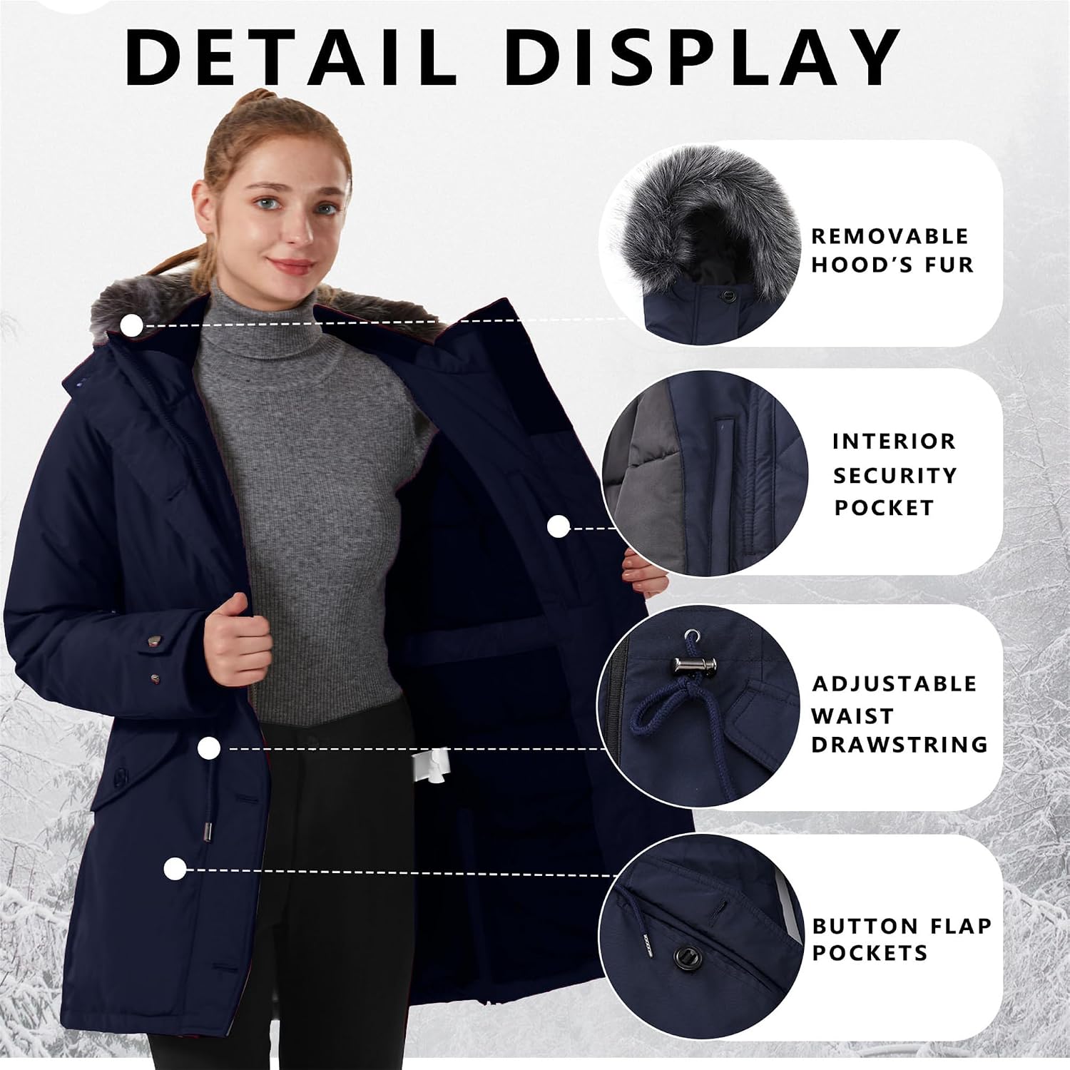GGleaf Women's Winter Thicken Jacket (Standard & Plus Size) Quilted Coat Puffer Parka with Faux Fur Trim Hood
