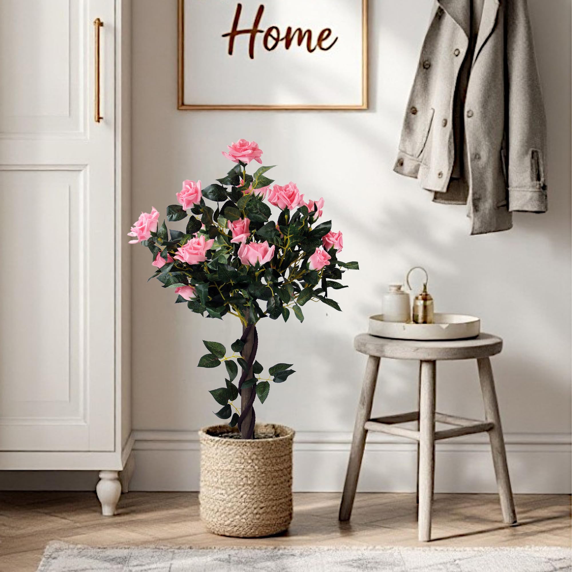 Amazon.de: Arnusa Knstlicher Rosenstock Rosenstamm 90 cm Rosa mit 21 Rosen  und 259 Bltter Kunstrose knstliche Rose Kunstpflanze Pflanze im Topf