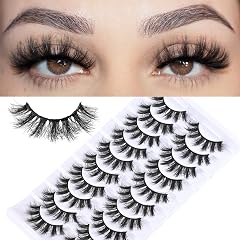 FARRED Fluffy Lashes Natural Eyelashes Short Wispy Eye Lash Strips 10 Pairs Separated Volume Eyelash Pack 16mm Dramatic
