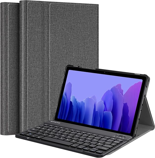 FINTIE Keyboard Case for Samsung Galaxy Tab A7 10.4 Tablet 2020 (SM-T500/SM-T505), Slim Stand Cover with Magnetically Detachable Wireless Bluetooth Keyboard (UK Version), Grey